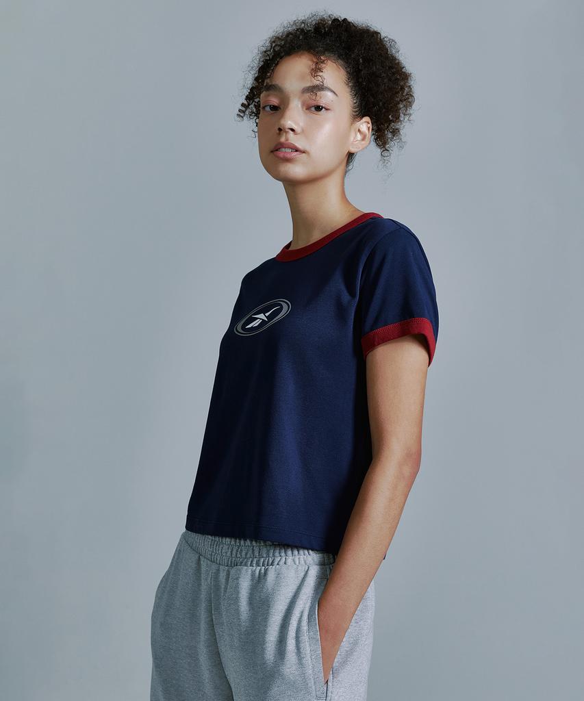 Reebok Essentials Semi-Crop Ringer T-Shirt (W) - Navy