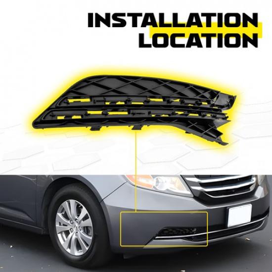 Front Bumper Fog Light Cover Bezel For Honda Odyssey 2014-2017 Passenger Black