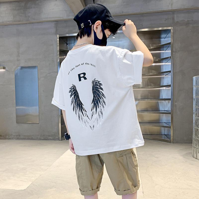 Boys Summer White Wings Short Sleeve T-shirt