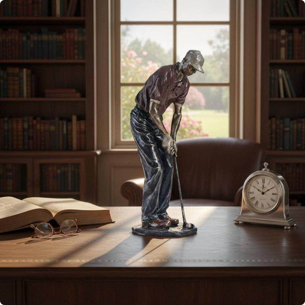 Golf Resin Figurine Tabletop Decoration Player 3D Golfer Statue for Office, Study