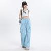 TXJ American overalls women's summer thin dopamine blue loose lazy casual quick-drying sweatpants