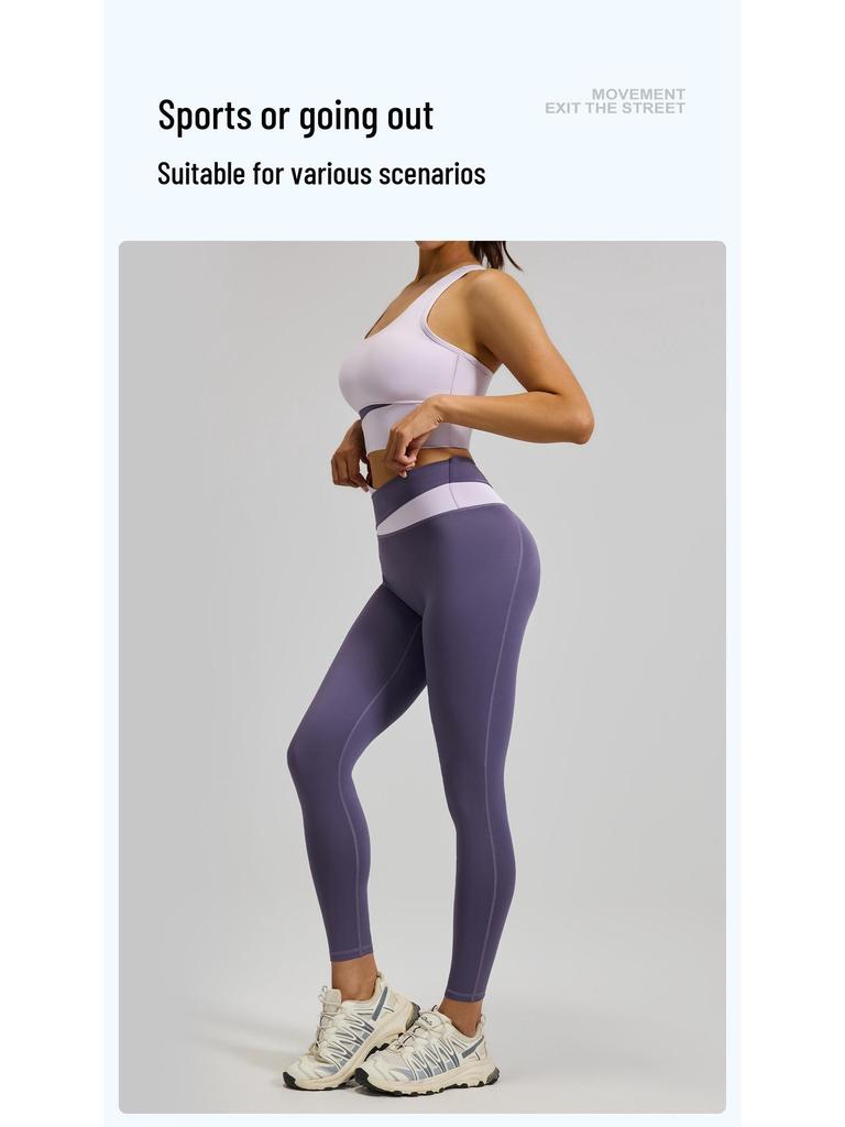 High-Waisted Color-Block Yoga Set: Tummy Control, Shockproof Sportswear for Women