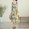 Sleeveless Strap Plus Size Chiffon Vintage Floral New In Dresses For Women Casual Loose Long Summer Dress