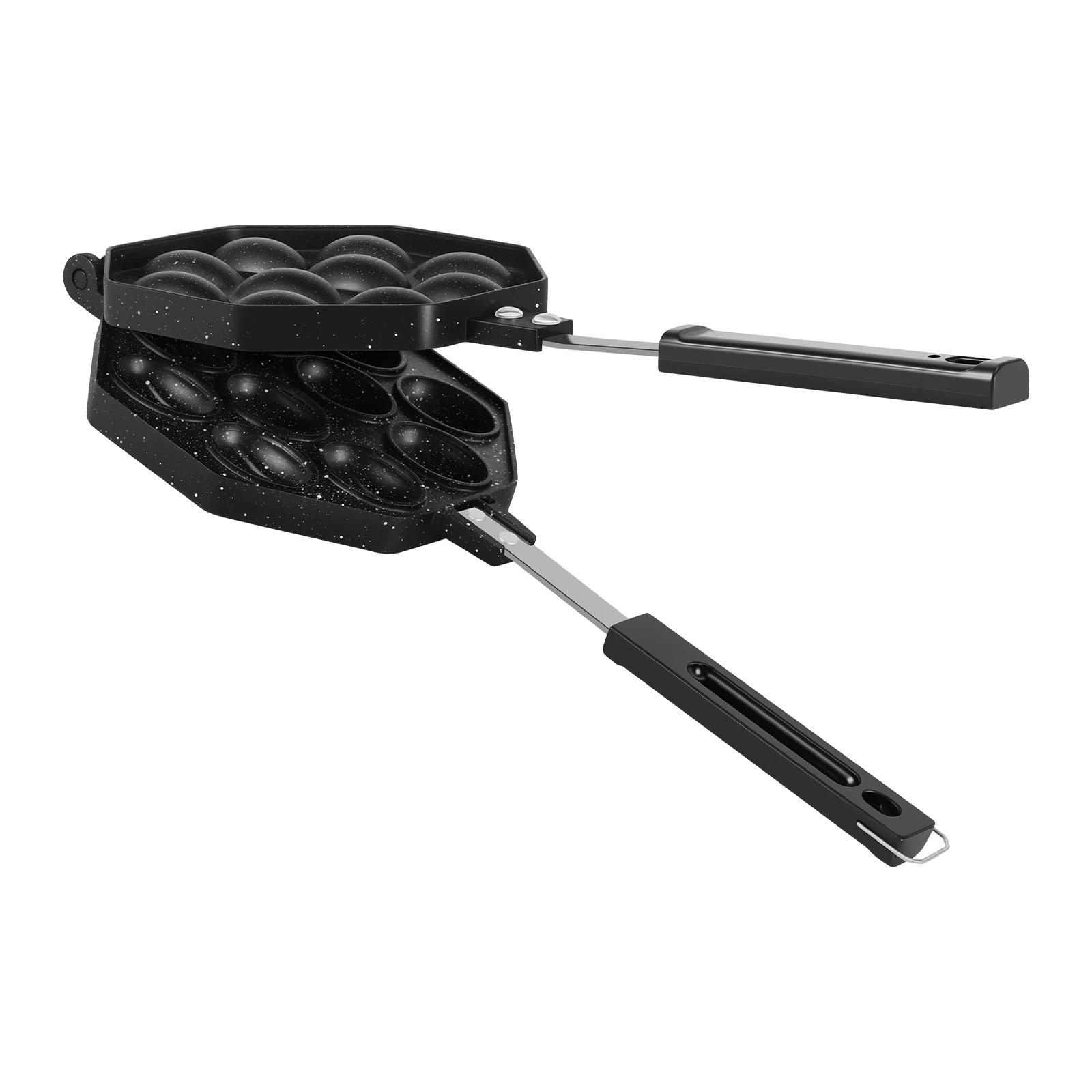 

10 Holes Walnut Cookie Mold Heats Evenly Aluminum Alloy Oreshki Pastry Maker Non-stick with Detachable Handle Kitchen Utensils чёрный