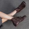 Fashion GKTINOO 2025 Autumn/Winter New Genuine Leather Round Toe Ankle Boots Comfortable Flat Retro Side Zipper Women's Boots