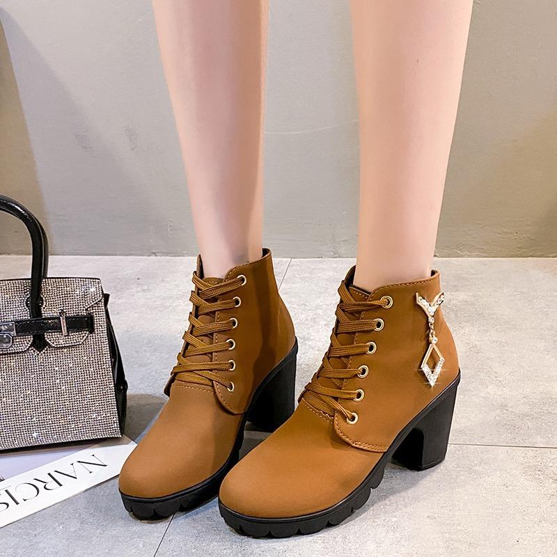 

Comemore, новая женская обувь, ботильоны на шнуровке, Zapatos Mujer, модные женские повседневные весенние туфли на высоком каблуке, весенние туфли-лодочки на платформе, каблуке 42
