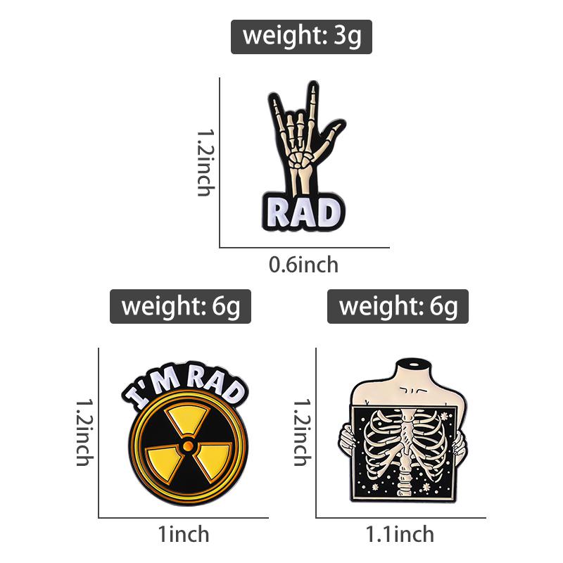 I'M RAD Enamel Pins Custom Skeleton Palm Brooches Lapel Badges Clothes Punk Jewelry Gift for Friends