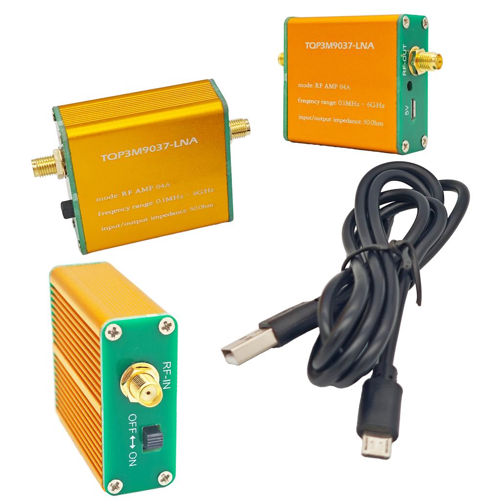 Low Noise Amplifier Module 20dB High Gain LNA Metal 0.1MHz6GHz Full Band RF SMA Head for Remote Control Receiver for FM Radio