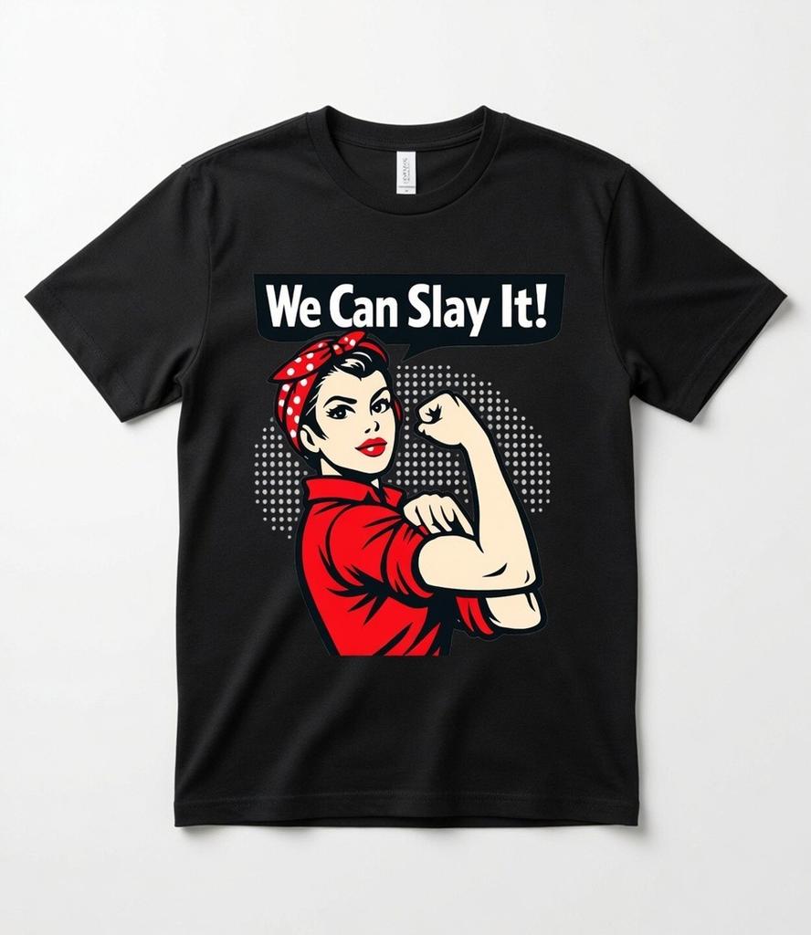 We Can Slay It Rosie Riveter T-Shirt | Strong Woman Motivational Graphic Tee