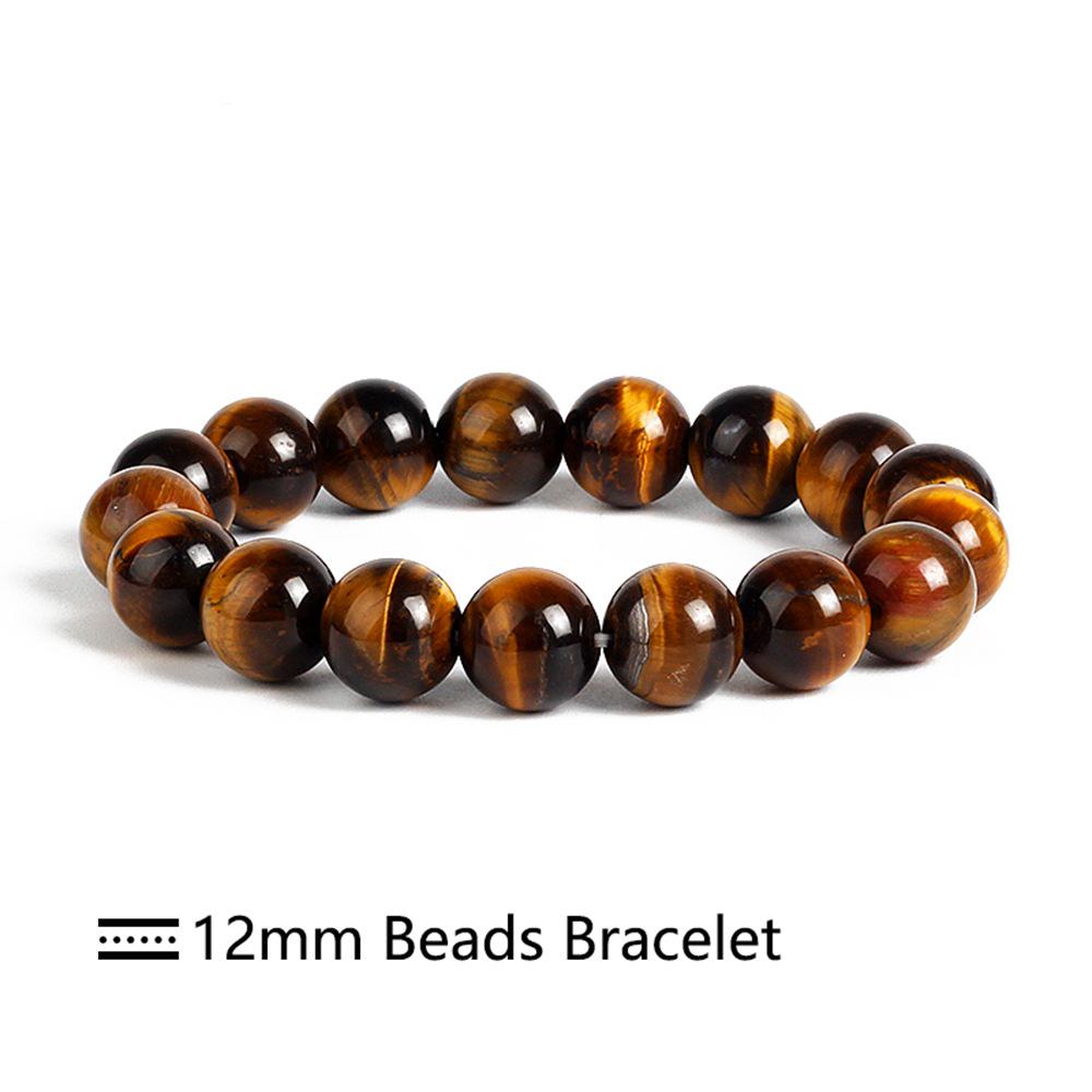 Natural Tiger Eye Stone Bracelet - Men's Minimalist Beaded Charm Bracelet