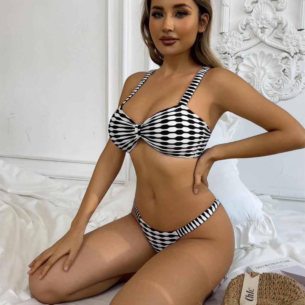 2025 Houndstooth Sexy Women's Bikini Swimwear Split Swimsuit