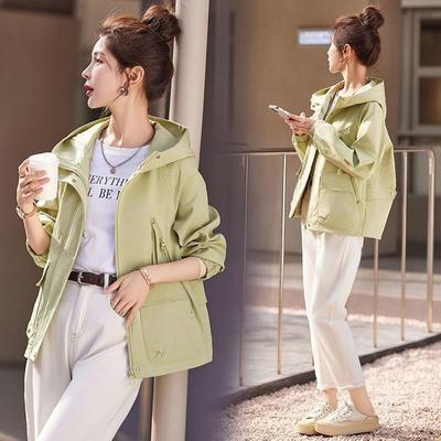 Plus Size Casual Hooded Short Coat Women's Spring Style Small Size Match All Early Autumn Windbreaker Jacket Korean Style