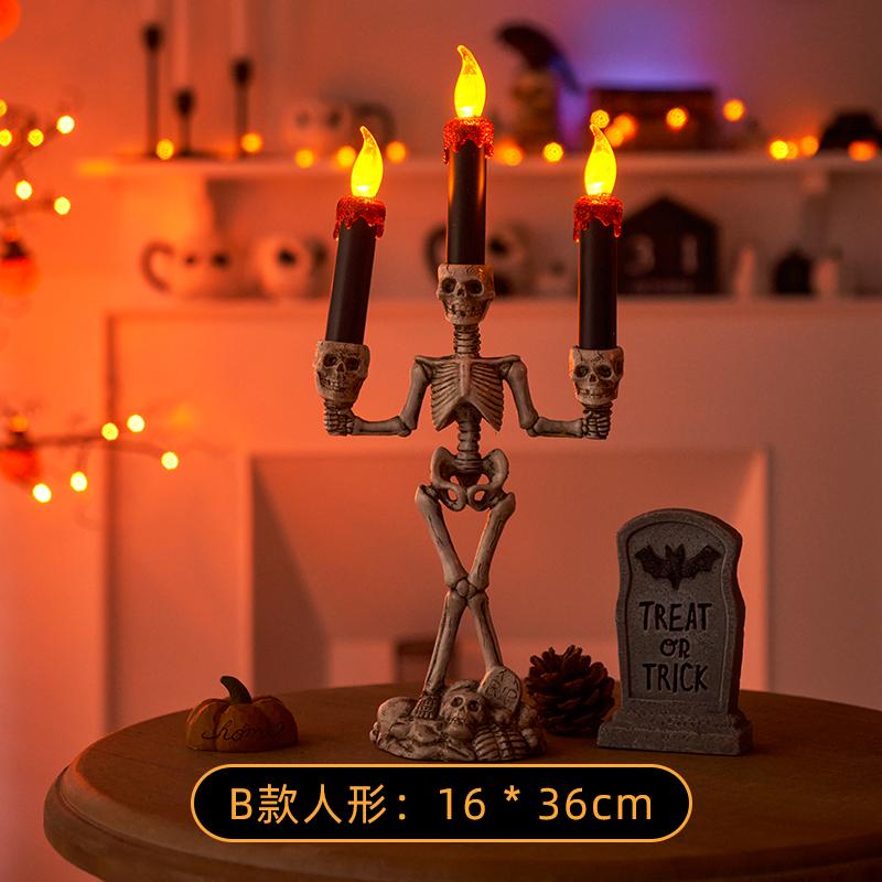 Schädel Kerzenhalter LED Halloween Kerzenhalter Flammlose Kerzen Halter Ständer Horror Requisiten Halloween Dekoration Haus Dekor