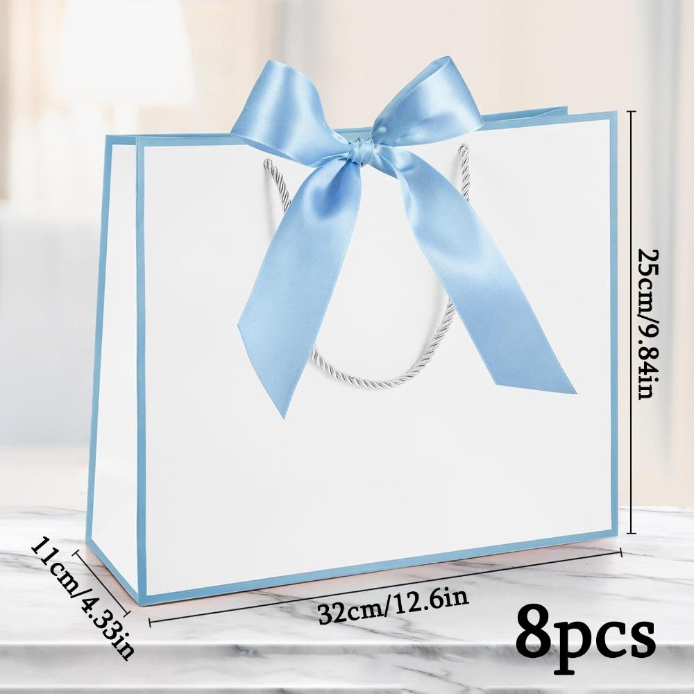 8pcs Gift Bags with Handle Thank You Gift Bags Welcome Bags Gifts with Bow Ribbon Paper Handbag Party Favor Bags Shopping Bags Gift Wrap Box