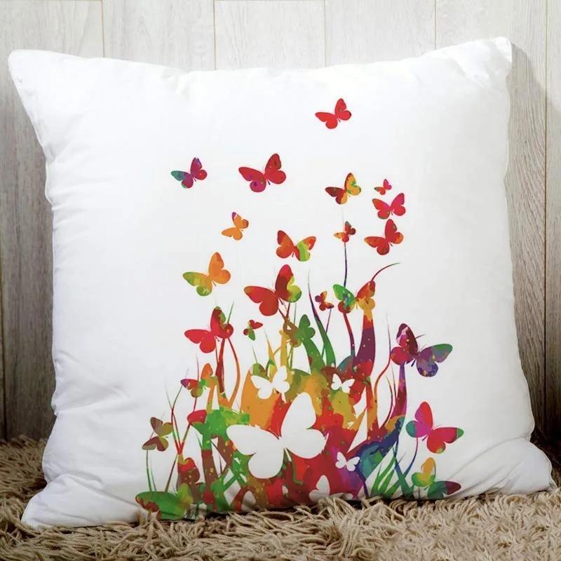 Cozy Couch Cushion Cover Butterfly Printed  Home Decorative Pillows Polyester Peach Fiber Pillowcase Seat Back Cushions