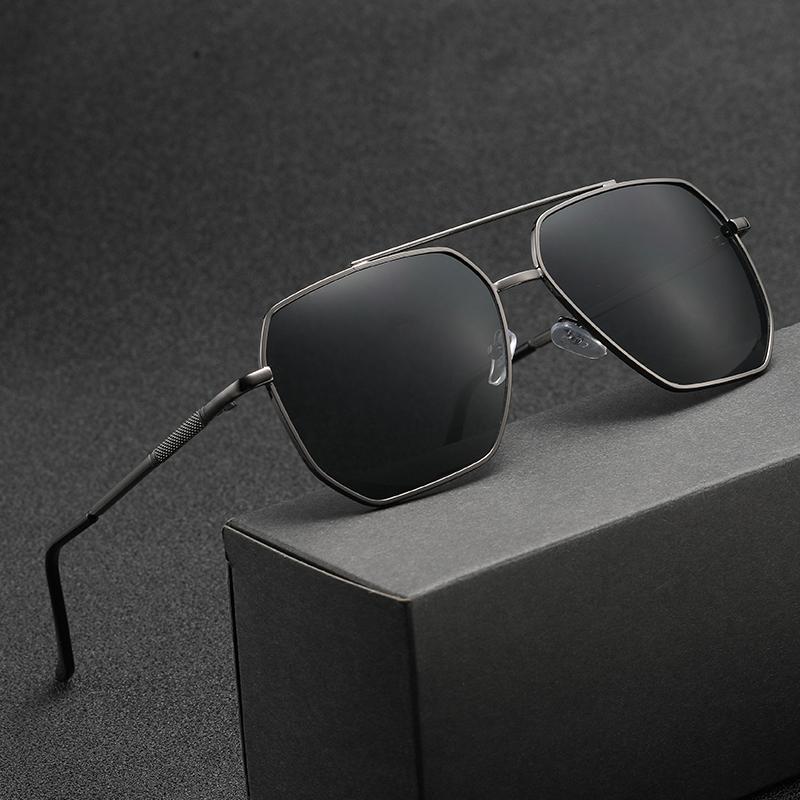 New Fashion Double Beam Sunglasses Trend Retro Men Toad Mirror Leisure Driving Fishing Business Sun Glasses Uv400