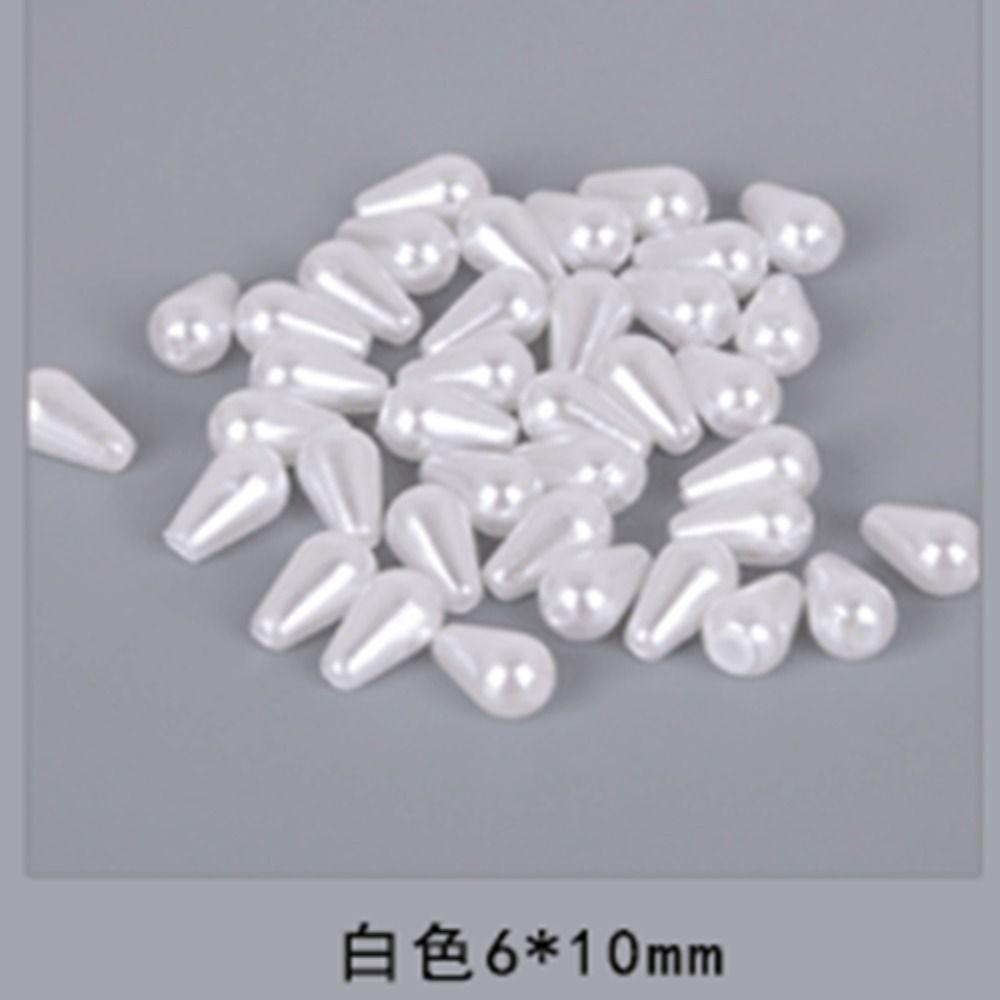 Pack of 100 Waterdrop Beads 6x10mm Faux Pearl Teardrop Imitation Pearl  For Dress Decoration,