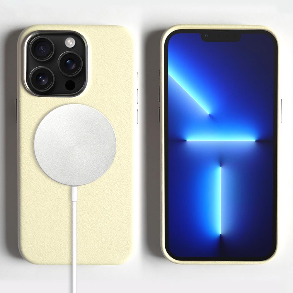 

Для iPhone 13 Pro Max Магнитный чехол Экологичная задняя крышка из кожи RPET, сертифицированная GRS Beige