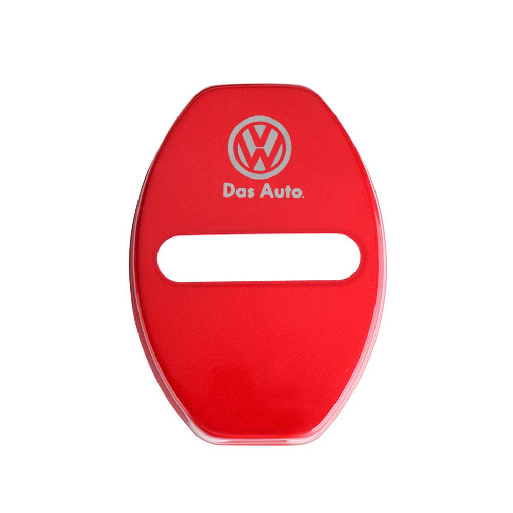 ABCD1 4PCS Car Interior Door Lock Cover Stainless Steel Auto Door Latch Protective Stickers For Volkswagen VW GOLF Polo Beetle Tiguan красный