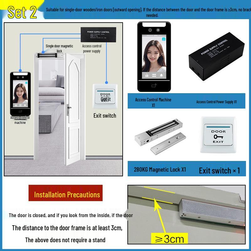Outdoor Waterproof Face Recognition Access Control & Attendance System with Electromagnetic Lock