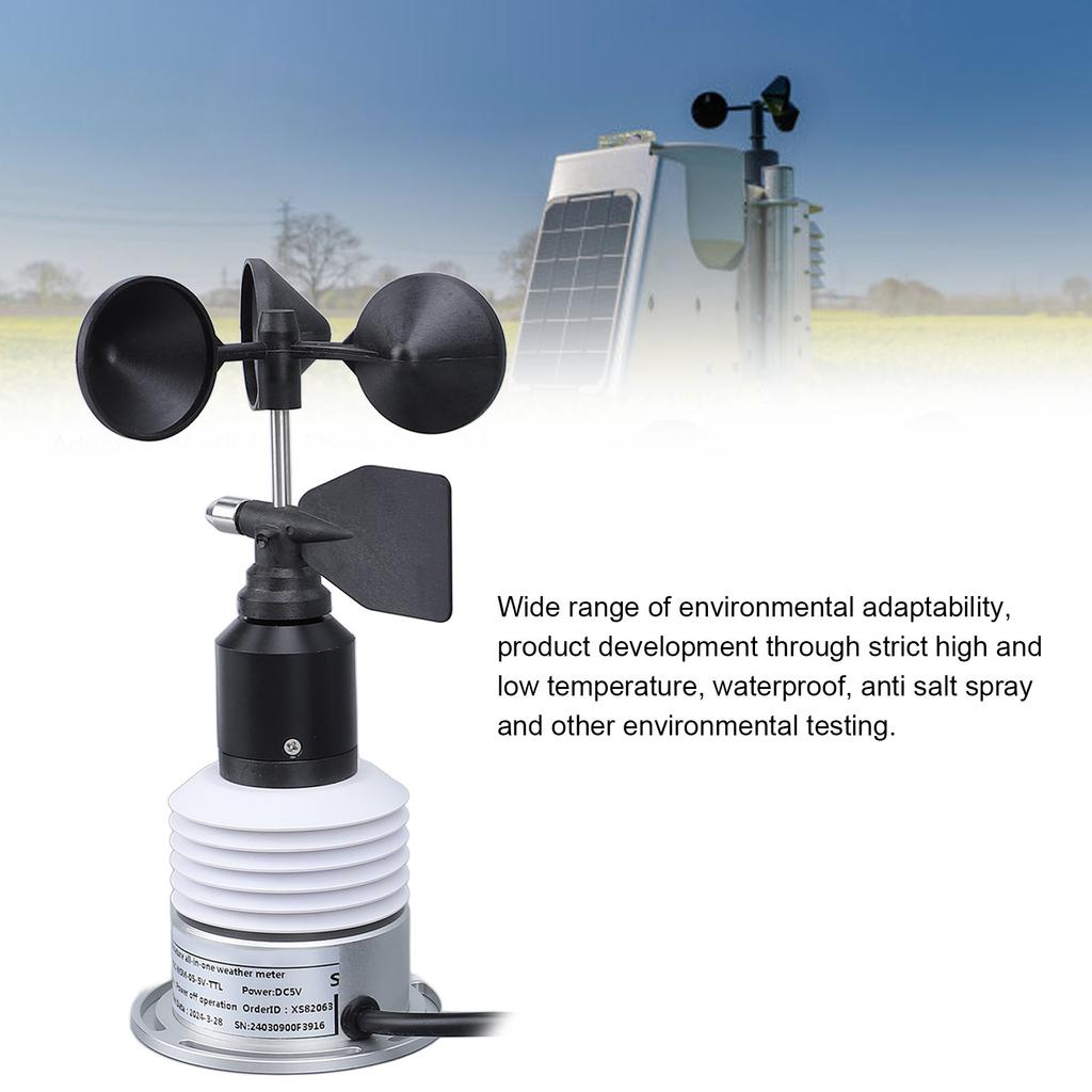 Weather Meter 5 in 1 Accurate Multifunction Weather Anemometer Temperature Humidity Wind Speed Wind Direction for Meteorology