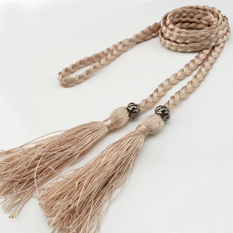 Damesleren riem in Koreaanse stijl met strik en kwastje tailleketting