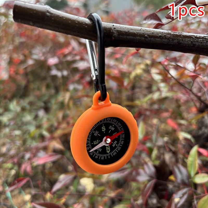 or 5 Pack Bushcraft Compass, Durable Silicone Gear with Carabiner for Camping and Outdoor Use