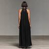 2026 European and American vacation style lotus leaf edge neck sleeveless dress women's summer loose and thin long dress women's clothing