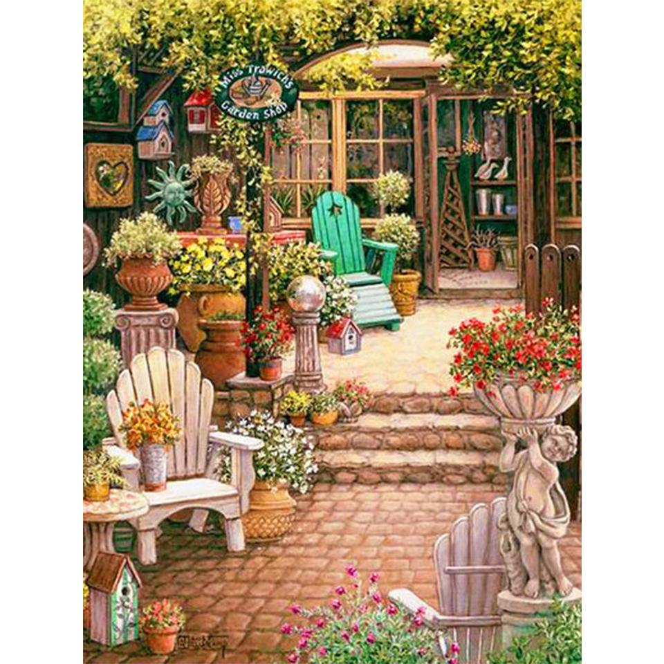 5D DIY Full Round Diamond Painting Flower Diamond Embroidery Landscape Picture Cross Stitch Rhinestone Mosaic Home Decoration