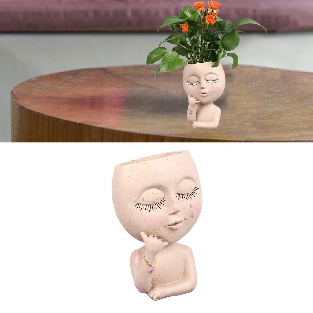 Resin Flower Pots for Home, Unique Flower Pot for Indoor and Outdoor Plants, with Drainage Hole, Add   and Personality To Your Home