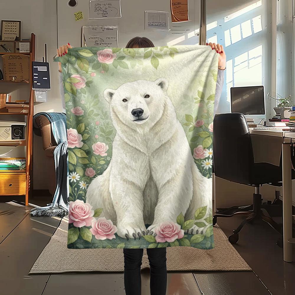 1PC Watercolor style Print FlAannel Blanket, High quality Comfortable for All Seasons, Home Decor, Warmth and Comfort