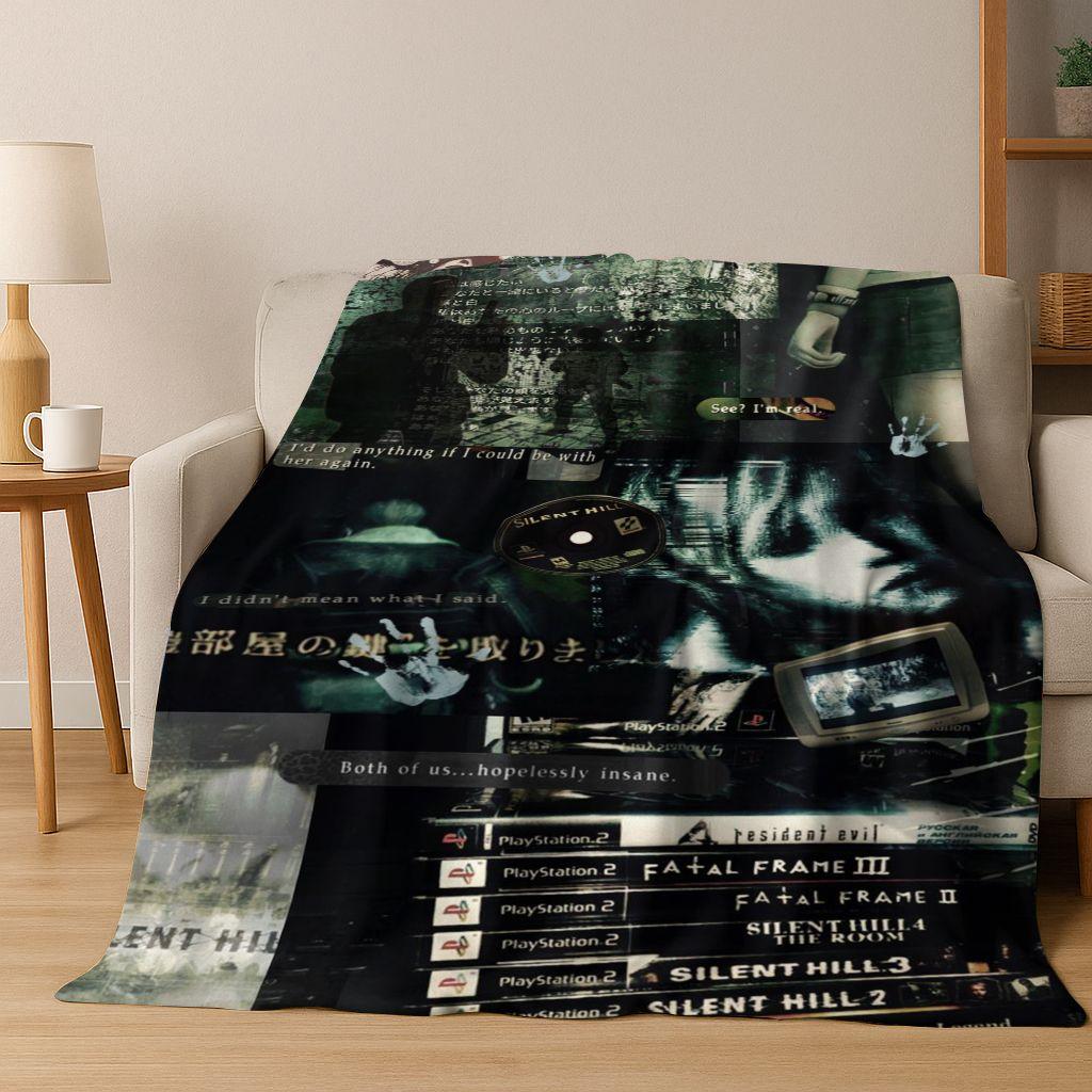 Classic Silent Hill Horror Game Movie Art Flannel Blanket,Cozy Soft Throw Blanket for Home Bedroom Bed Sofa Picnic Cover Gift