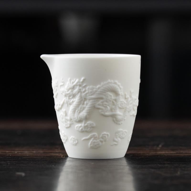 

Suet jade porcelain tea sea high-end fair cup relief boutique tea making accessories ceramic cover bowl teapot master cup single