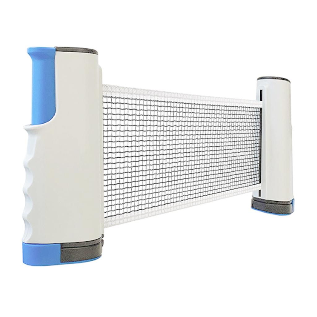 Fileu Retractabil de Ping Pong Set Portabil de Fileu și Stâlpi pentru Tenis de Masă pentru Mese cu Lățimea de 66,9 in Gri Albastru