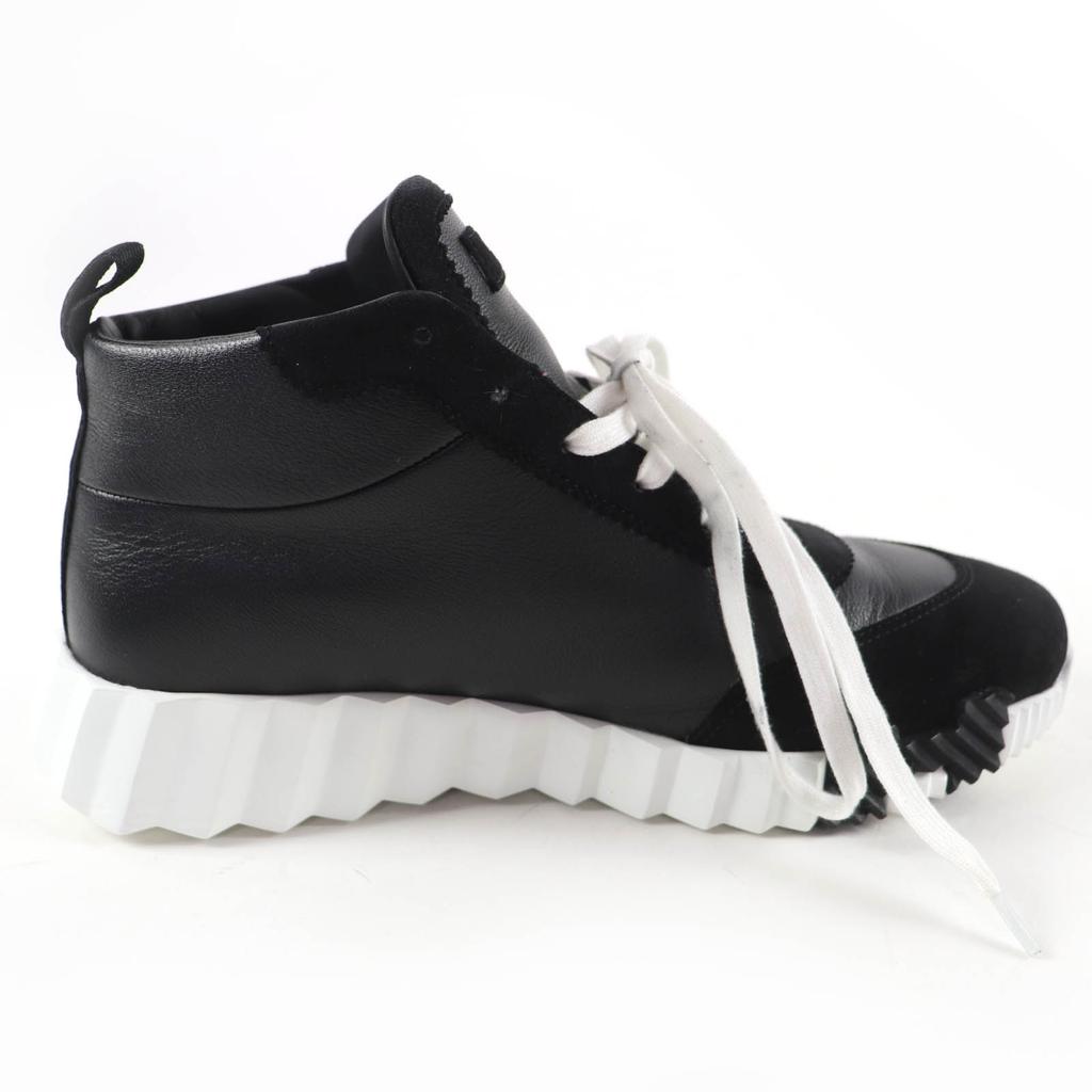Great HERMES High cut sneakers hip hop H logo lace-up leather black Women 37 Used