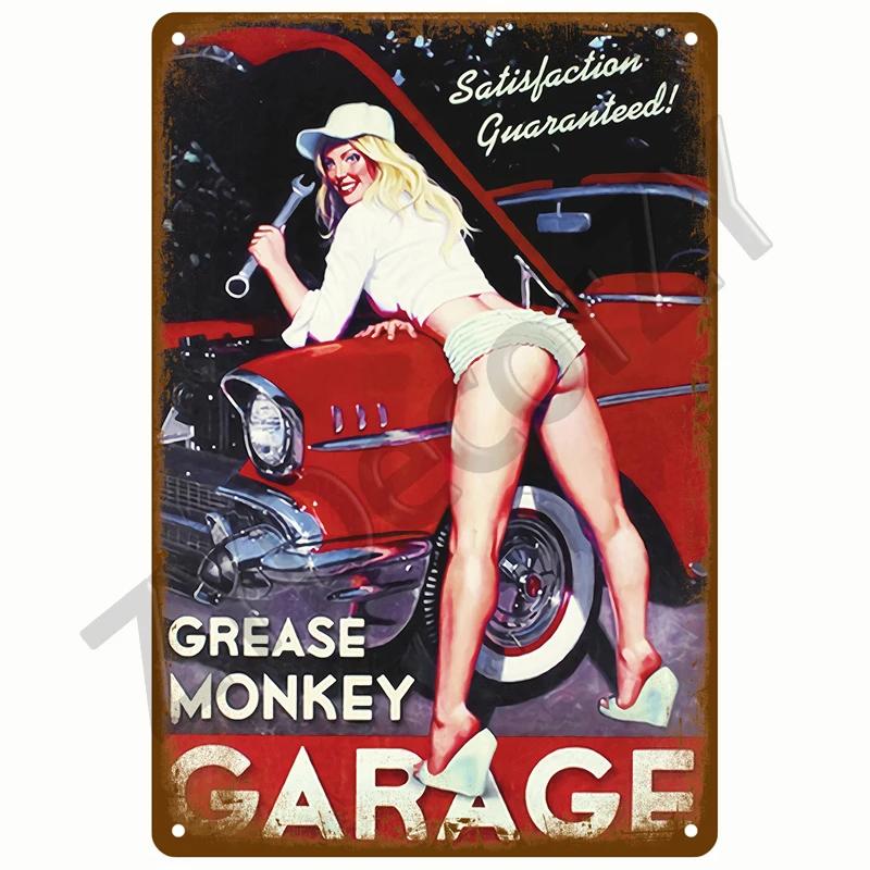 Vintage Metal Sign for Garage Gas Oil Spark Plug Tyre Service  Man Cave Club Bar Home Wall Decor Art Tin Sign Decorative Plaque