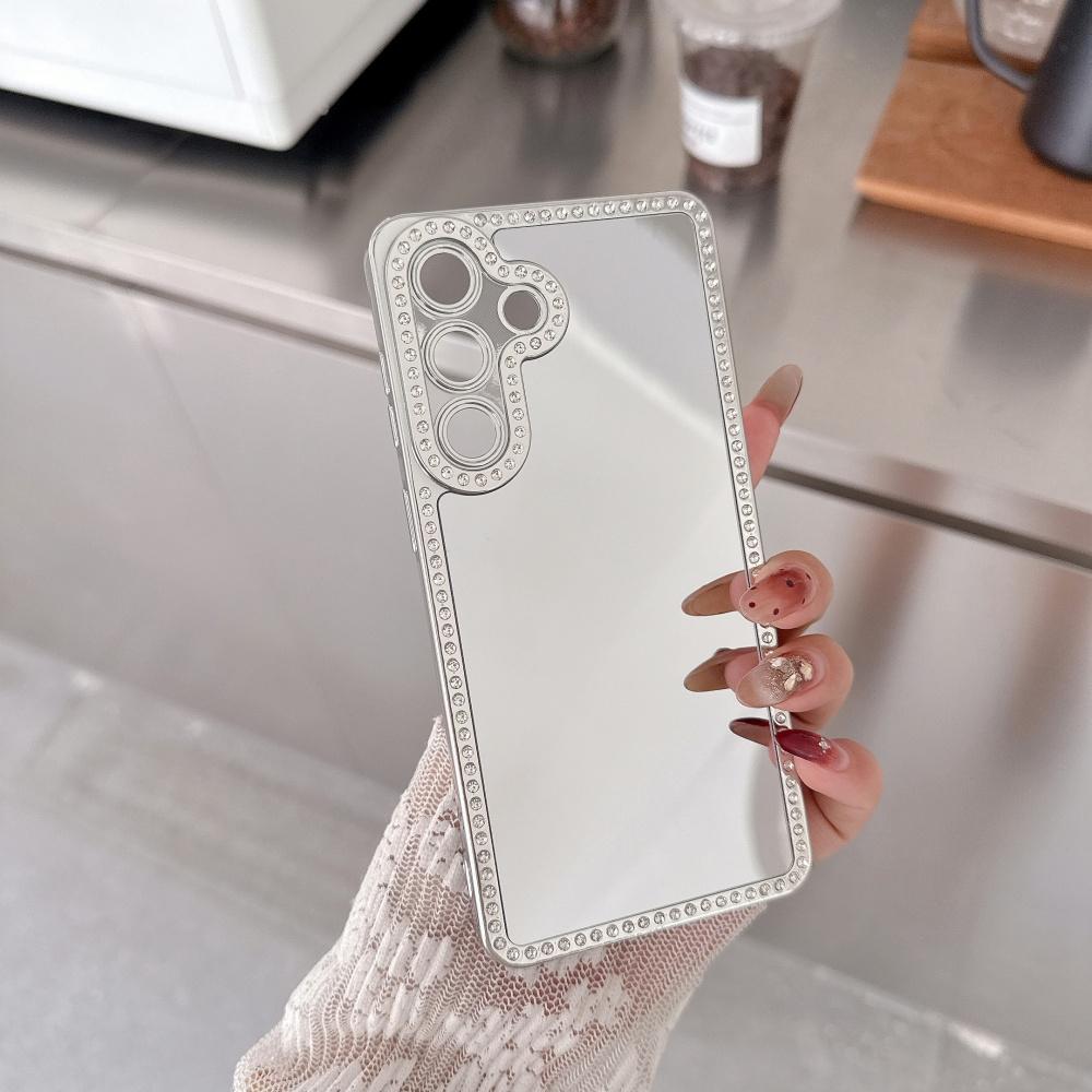

Bling Diamond Mirror Phone Case For Samsung Galaxy S26 S25 S24 FE S23 Ultra Plus Plating Make Up Mirror Shockproof Cover Bumper Galaxy S26 Ultra