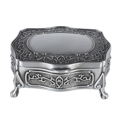 Metal Takı Kutusu Oyma Desen Zarif Vintage Küçük Takı Kutusu Yüzükler için Yumuşak Kadife İç Kısım