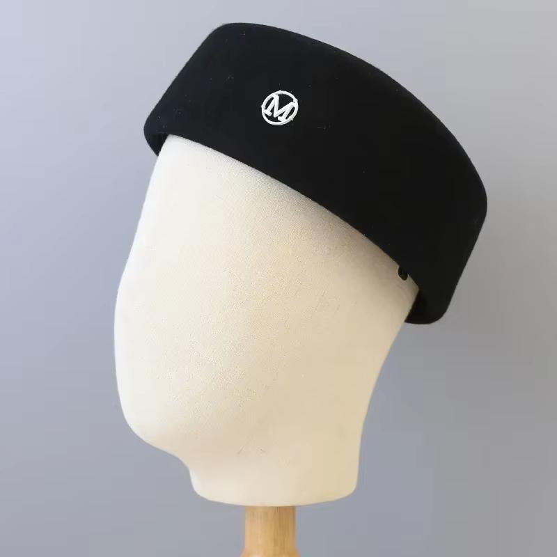 Autumn Winter Women'S Hard Top Beret Hat White Black Wool Felt Pillbox Hat Fashion Retro Fascinating Hostess Formal Designer Cap