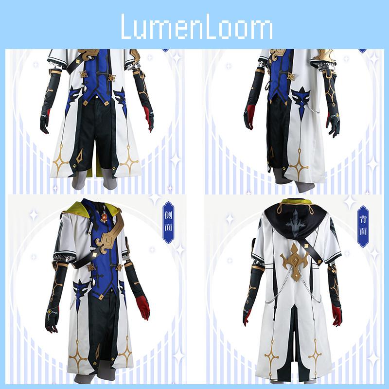 Impresionante Traje Cosplay de Albedo Knights Of The West Wind de Genshin Impact 13 Piezas