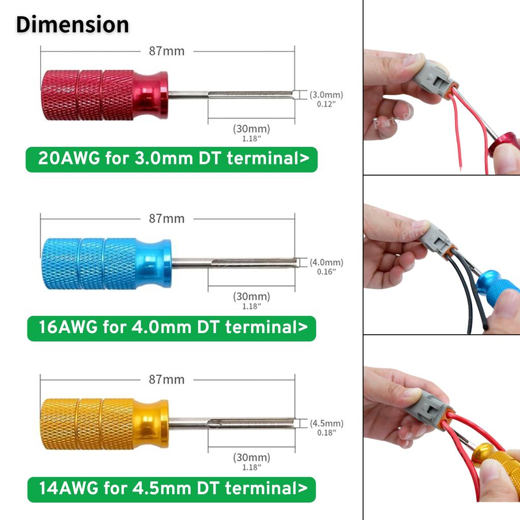 Parts PTT German Terminal Removal Key Tool, 14/16/20 AWG DT, DTP, DTP Terminal Release