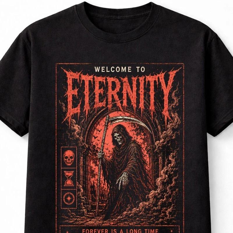Welcome To Eternity Grim Reaper Gothic Horror Art Unisex TShirt S