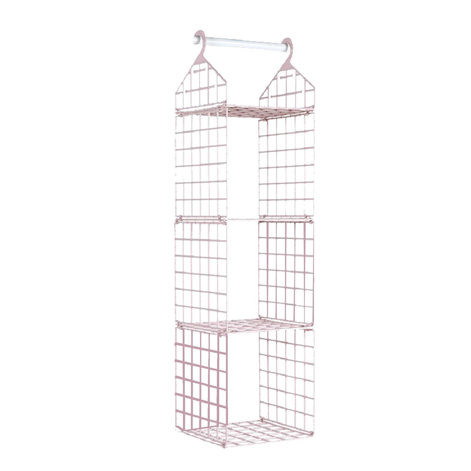 

Подвесной органайзер для шкафа 3-ярусная розовая полка для хранения Минималистичная сетка Пластиковая тканевая полка для спальни Общежития Квартиры