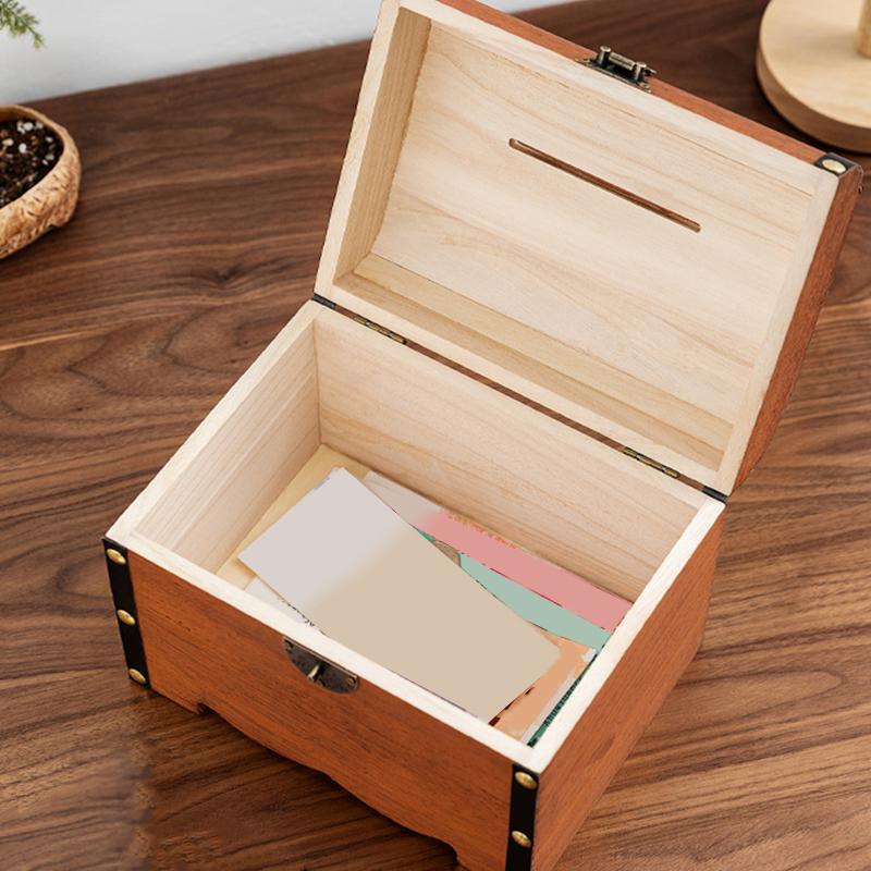 1 Set Vintage Treasure Storage Box Wooden Treasure Chest With Lock Piggy Bank Organizer Saving Box Case For Home Decoration