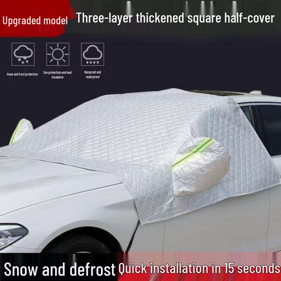 Thickened Universal Anti-Frost Windshield Cover: Winter Snow Shield & Frost Guard Aluminum Three Layer Three Windows