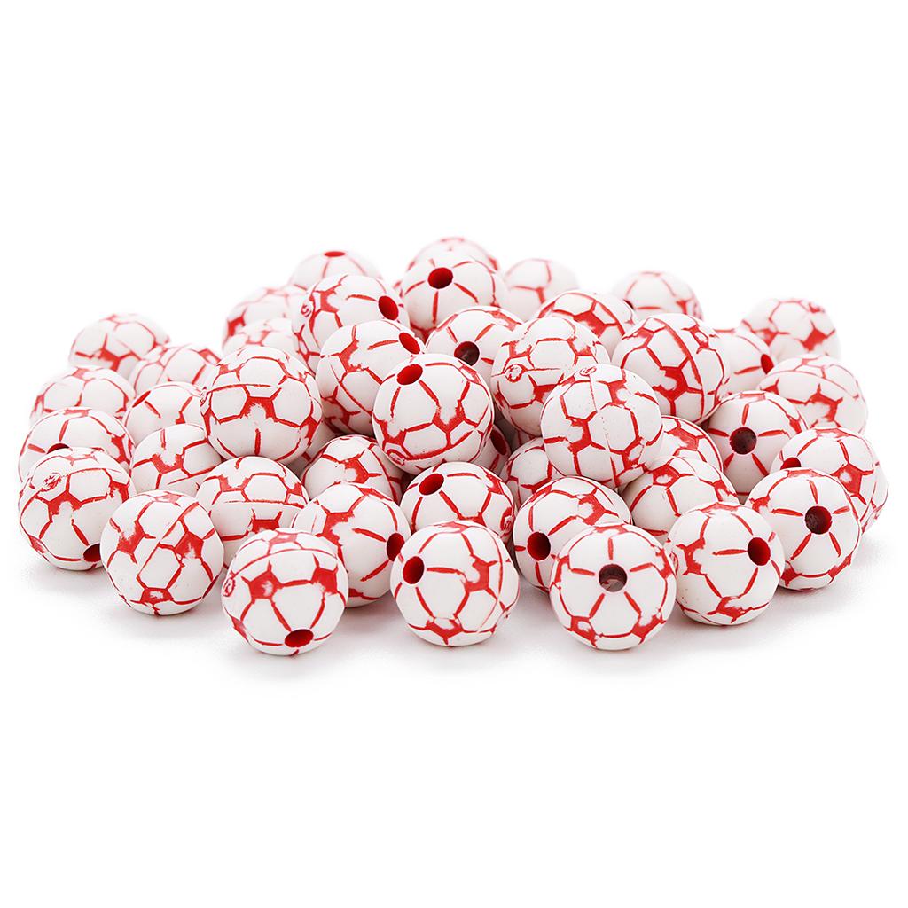 Wholesale  Acrylic Football Beads Basketball Soccer Ball Charms Round Loose Beads With Hole Bracelets Jewelry Making Supplies