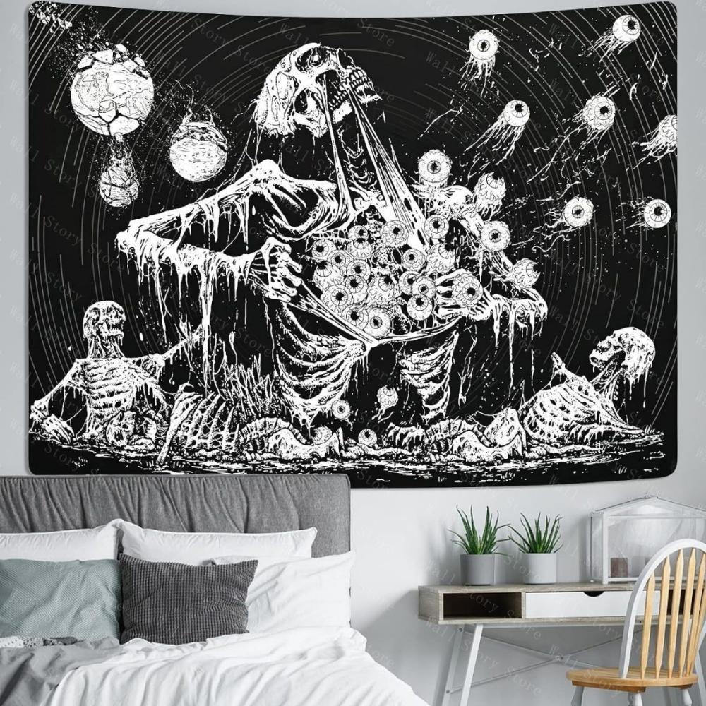 

Bestseller black and white simple tapestry background room tapestry bedroom tapestry decoration wall tapestry skull tapestry 40CMX60CM