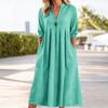 Summer V-neck New Solid Color Dress Loose Women's Clothing