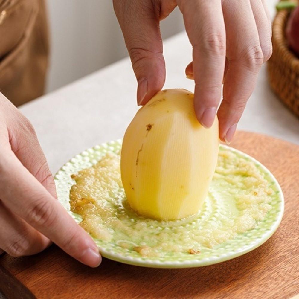 2-in-1 Round Vegetable Grinding Tool Glazed Hand Grinder Masher Ceramic Ginger Grater Restaurant