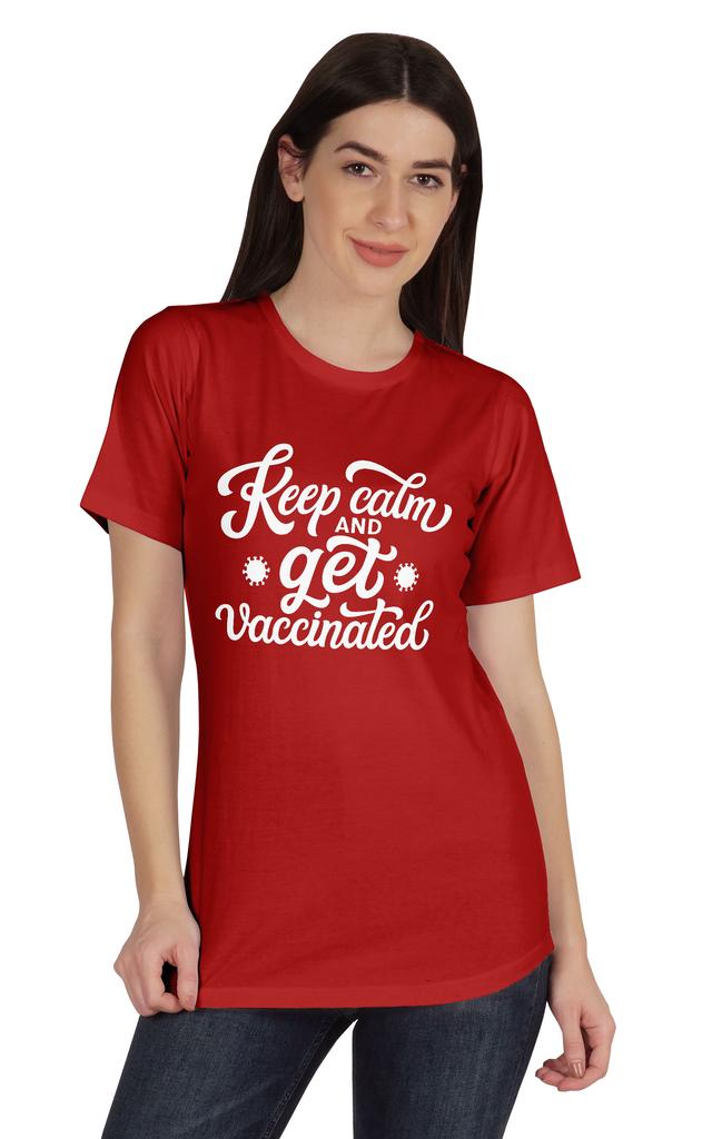 Inkmeso Keep Calm And Get Vaccinated Funny Pro Vaccine Crew Neck T-shirt For